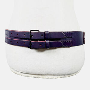 Linea Pelle Purple Leather Corset Belt Gunmetal Studded Boho Statement Size M